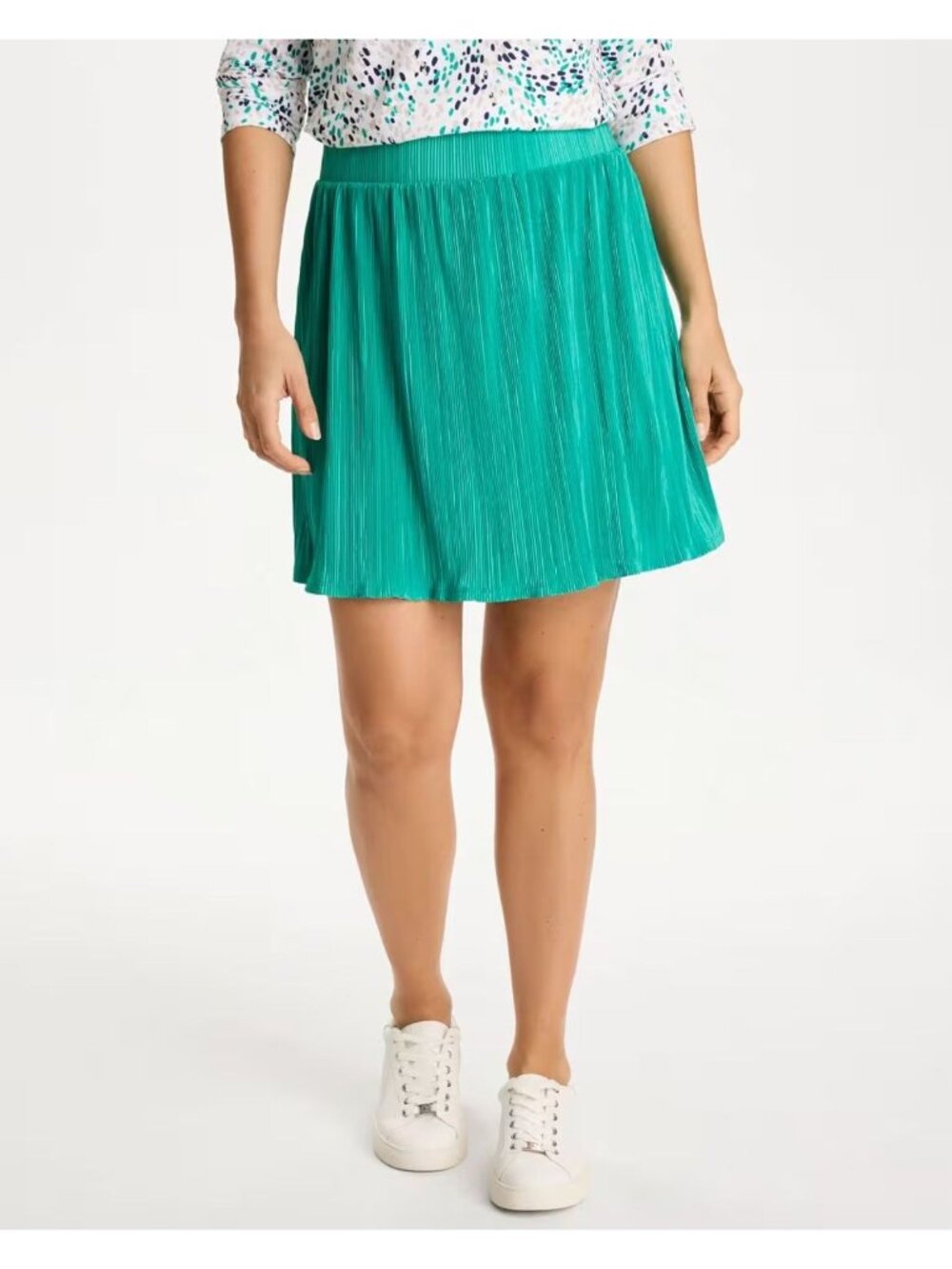 Chico's Green Micro Plisse Pull-On Skort Pockets Golf L Skirt Tennis Pickleball